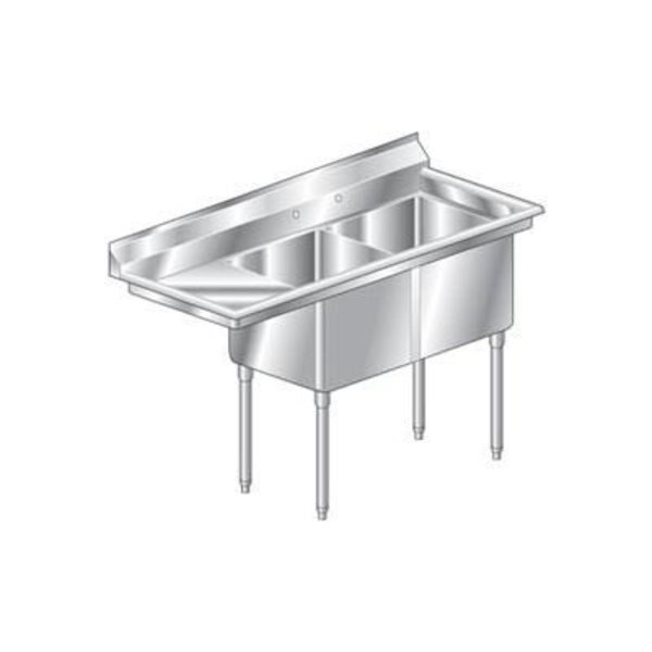 Aero Manufacturing CompanyÂ Two Bowl Deluxe SS NSF Sink W/ 36W Left Drainboard, Aero, Mfr#: 3F2-2424-36L